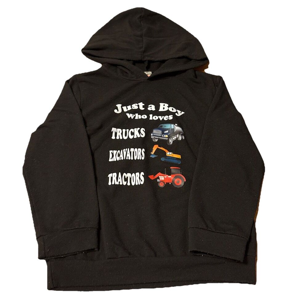 Unbranded Boy’s Black Construction Equipment Hoodie Youth Size 120/5T